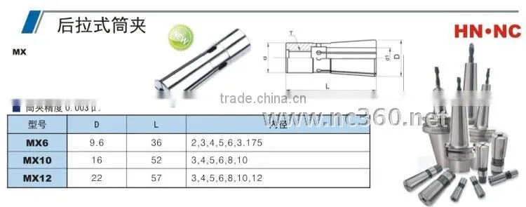 After pull Precision Flexible chuck MX6-2/3/4/5/6/3.175