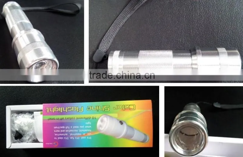 Special gift Edison AAA battery 3W high power color changing RGB led flashlight
