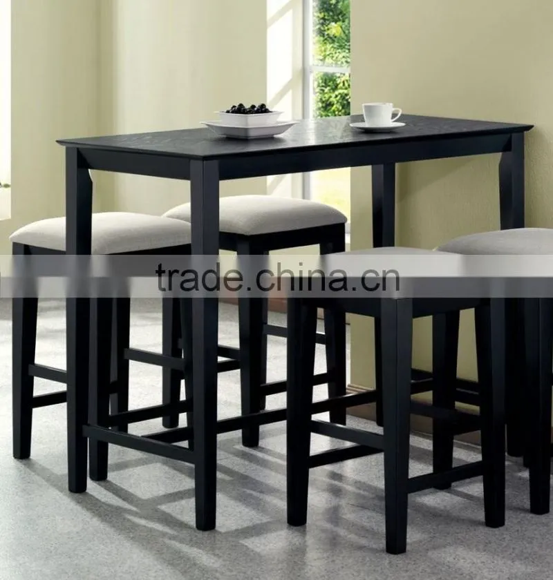 Factory price plain black and white finish restaurant dining table and chair