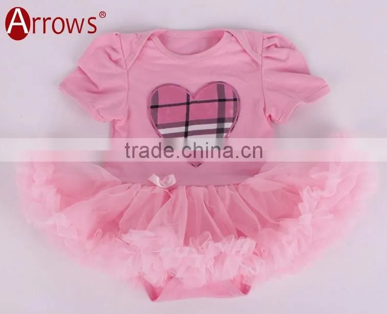 Organic Cotton Baby Girls Lace Dress Sets Short Sleeve Clothing Embroidered With Cake Pattern