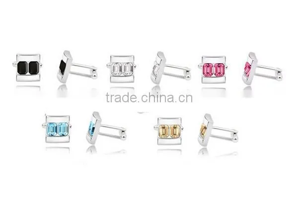 High quality luxury jewelry copper cufflinks pink crystal cuff links for men shirts