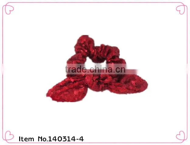 2014 hot sale decorative rabbit ear hair scrunchies for girls