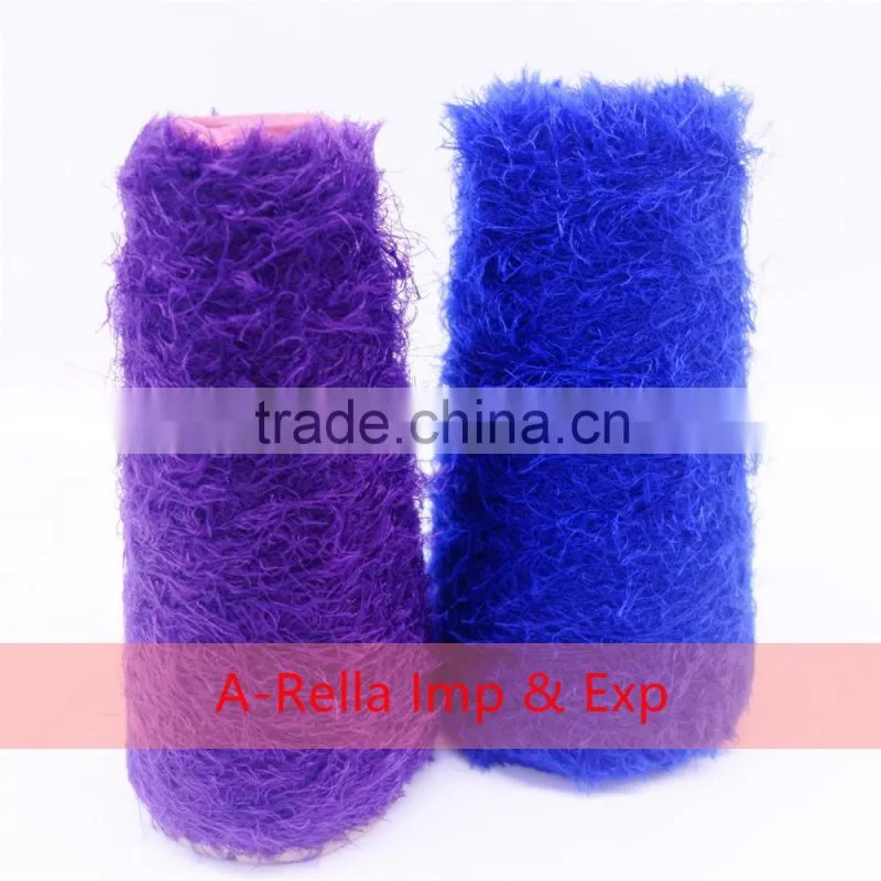 100% polyester feather yarn , with heat setting , lurex yarn