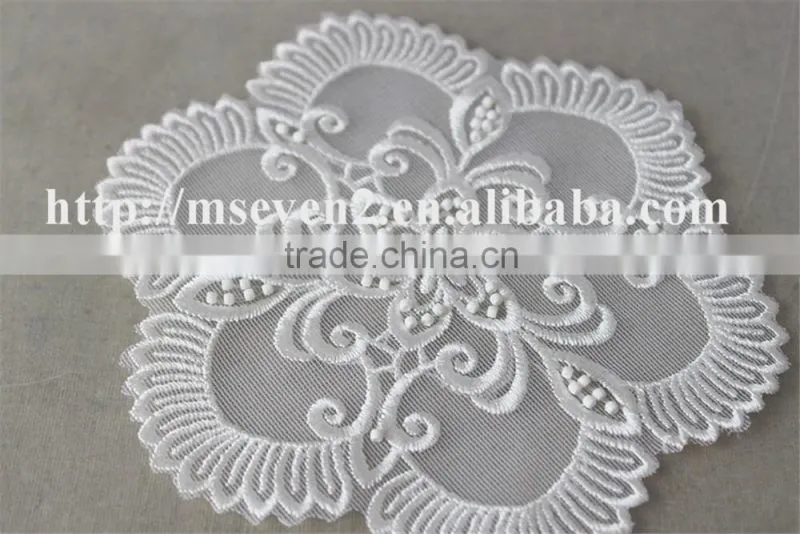 wholesale white color flower appliques embroidery patch for ladies dress