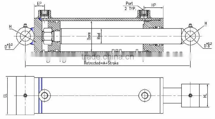 hydraulic cylinder for tipping trailer truck garbage compactor