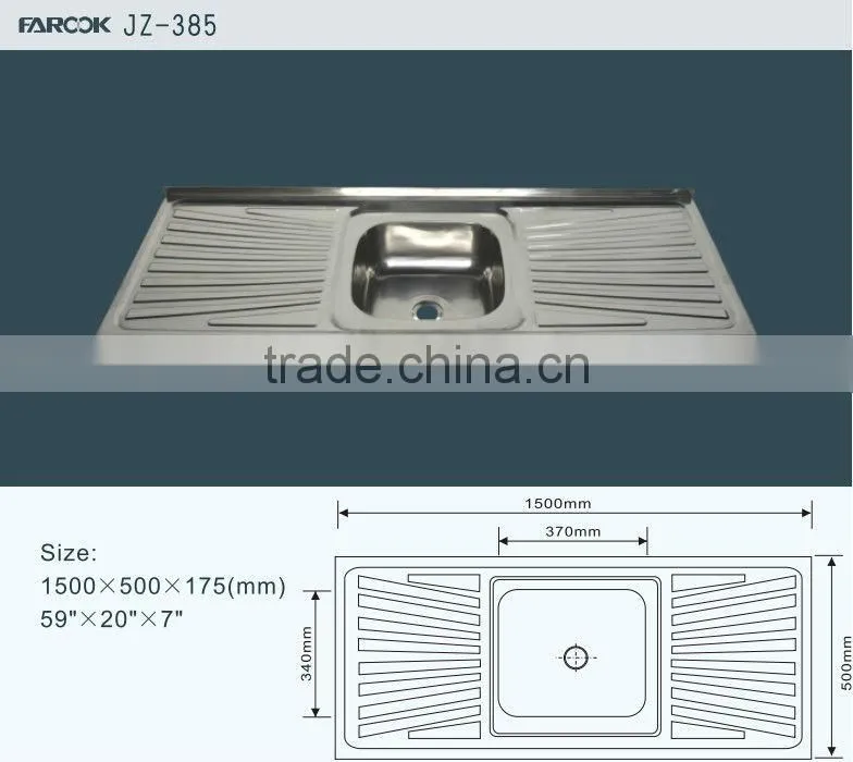single bowl with tray stainless steel kitchen dishwash sink