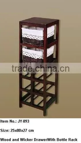 Storage bench with wicker baskets with 4 wheels