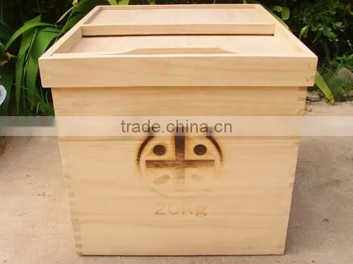 wood material raw rice storage use wooden rice box
