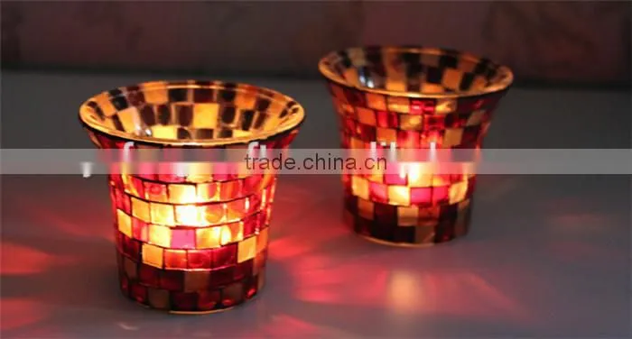 black mosaic handmade candle holders art and crafts