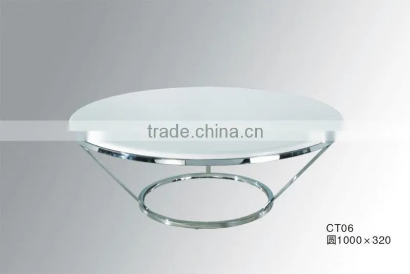 CT06 Basic designs artificial marble top coffee table with stainless steel frame.