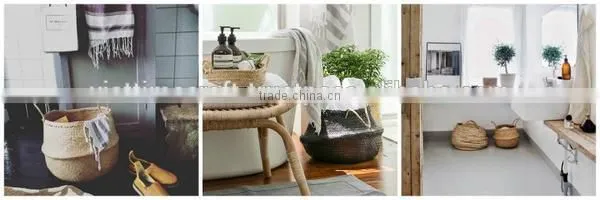 Gold sequin belly basket, storage sea grass basket