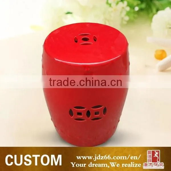 Custom-made red ceramic Garden Seat Stool