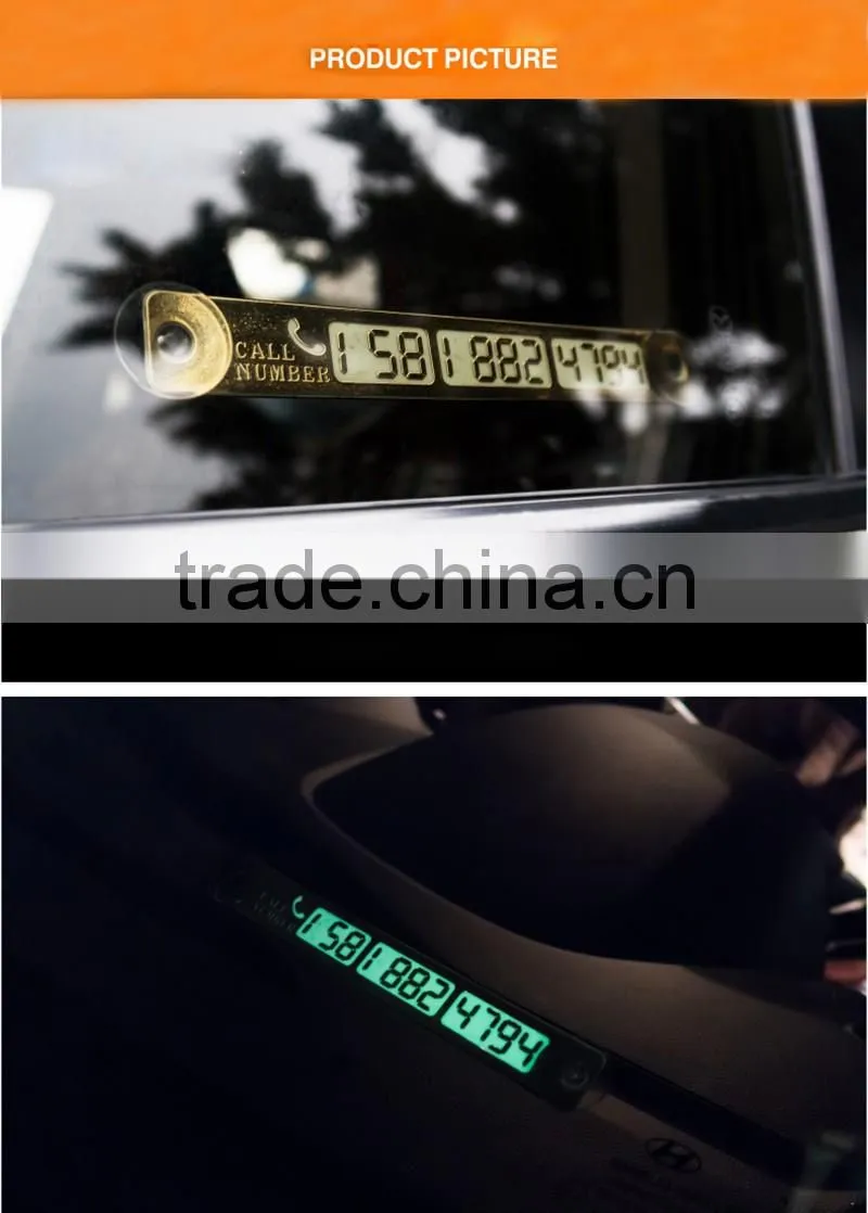 Temporary Car Parking Card Telephone Number Card Notification Night Light Sucker Plate Car Styling Phone Number Card