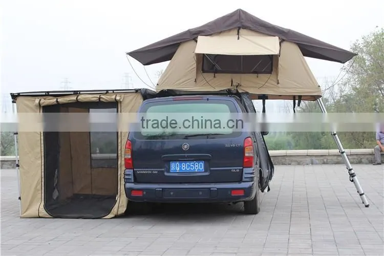 Off road awning polycotton 4wd car top side awning with roof top tent