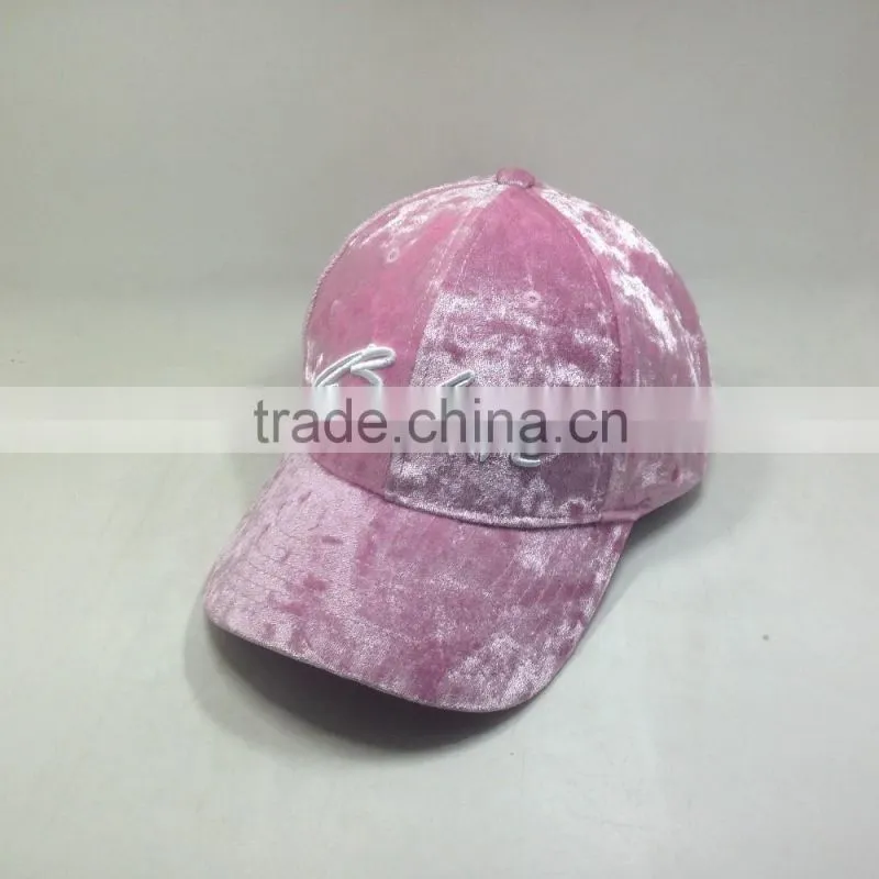 100% Velvet Fabric Baseball Caps Custom Color