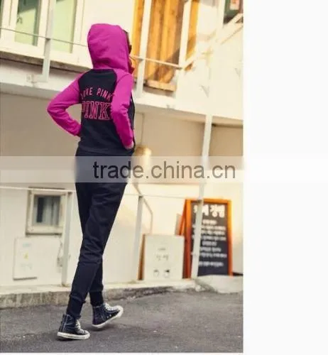 2pcs Suit Women Sport Tracksuit Outfits Zip Hooded