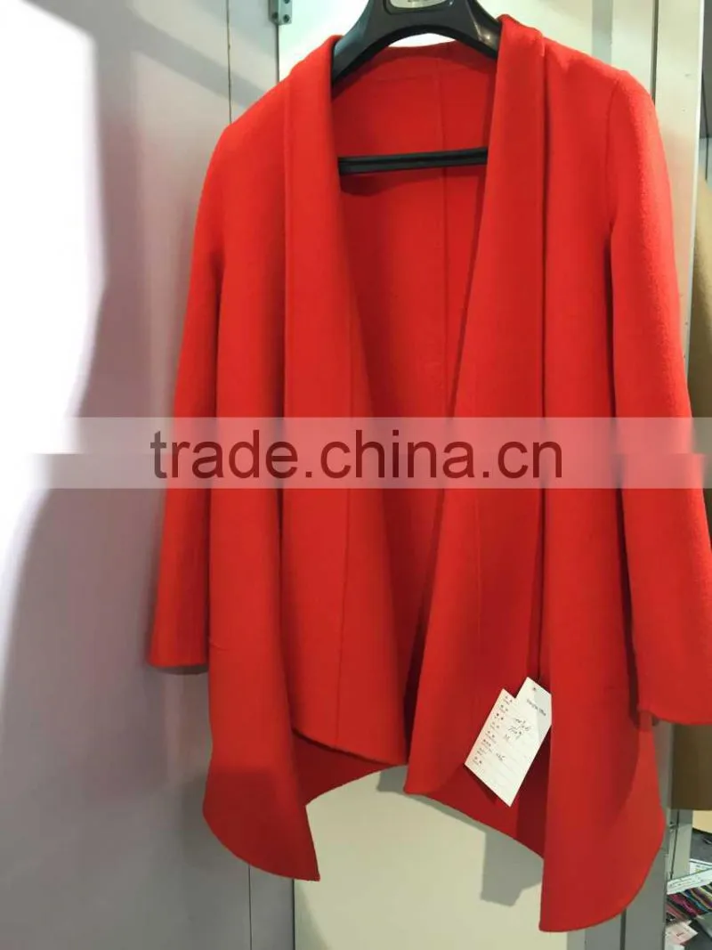 Ladies handle orange 100% Wool coat for Sring and Fall