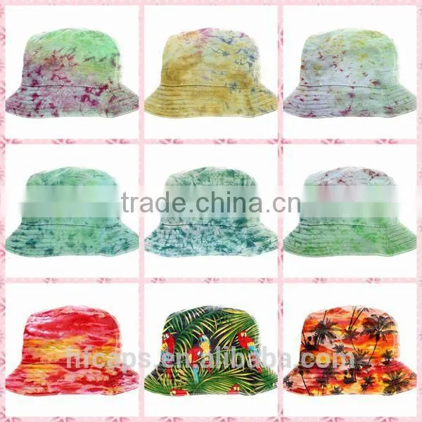 Floral Print Custom Bucket Cap/Plain Tie Dyed Bucket Hat/Cheap Wholesale Bucket Hat