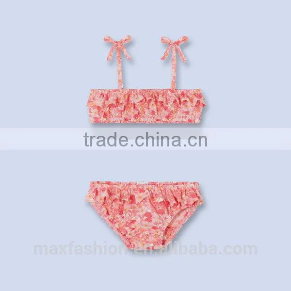 2015 new design wholesale cute young girl bikini kids swimwear