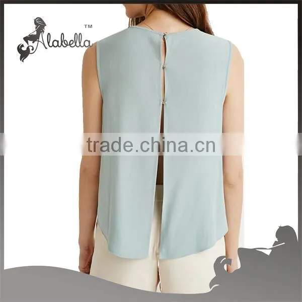 Sleeveless tops Loose tank tops wholesale women with woven fabric