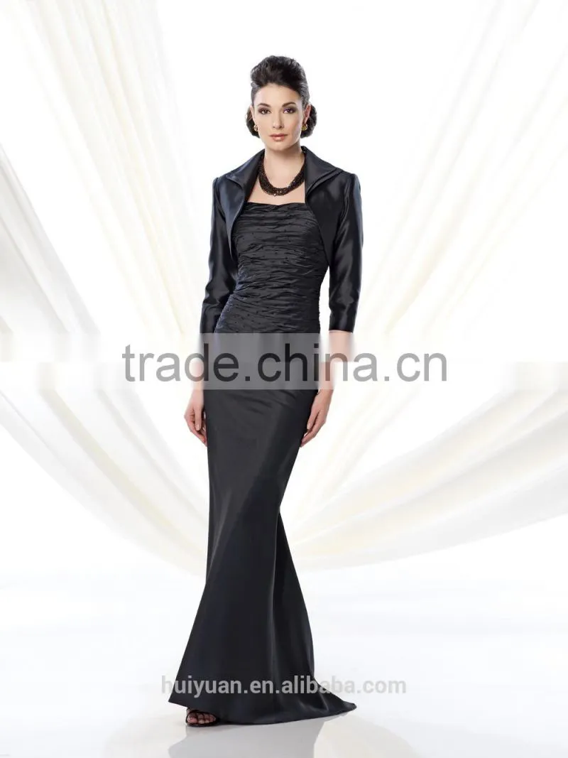 2 pieces formal long sleeve satin mother prom dress