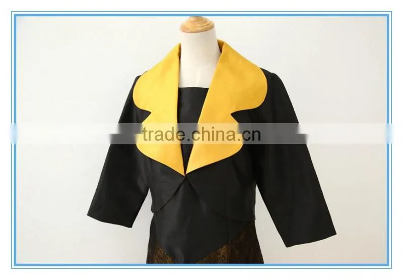 High Quality Lace Stitching Contrast Color Neck Collar Design Of Ladies Suits