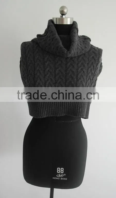 Fashion cable knit Short Shoulder turtle neck sweater