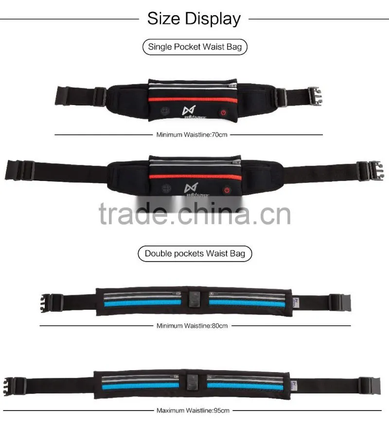 Hot selling USB rechargeable waist running pack bag for unitsex runners