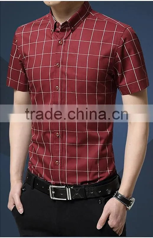 In the summer of 2016 the new men's short sleeve shirt, cultivate one's morality thin section checked shirt cotton business casu