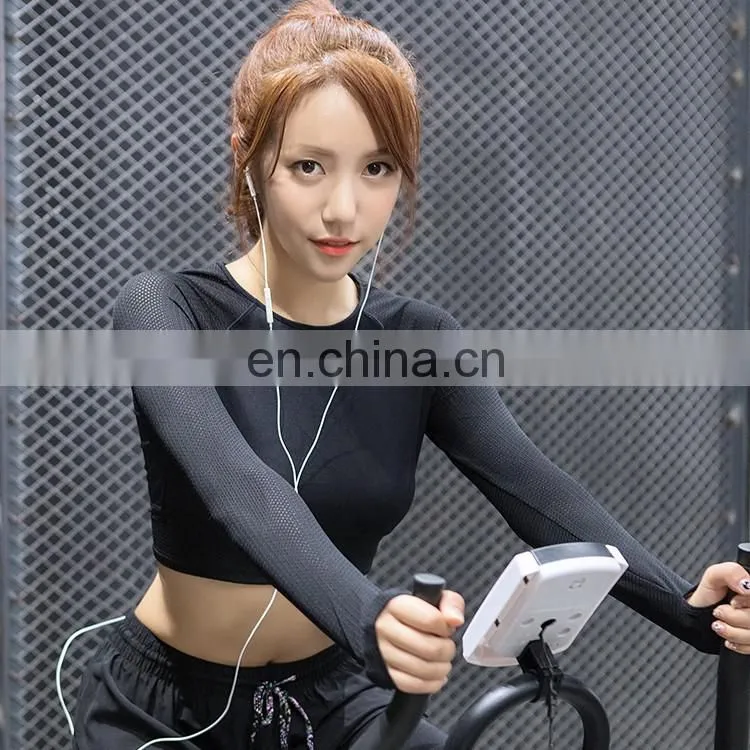 Women Backless Running T Shirt Quick Dry Elastic Running Tops Long Sleeve Sports Yoga Sportwear Fitness Midriff-baring Tees
