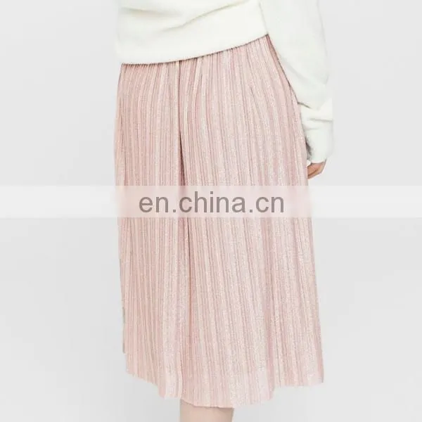 Wholesale long skirts women long pleated skirt metallic for ladies