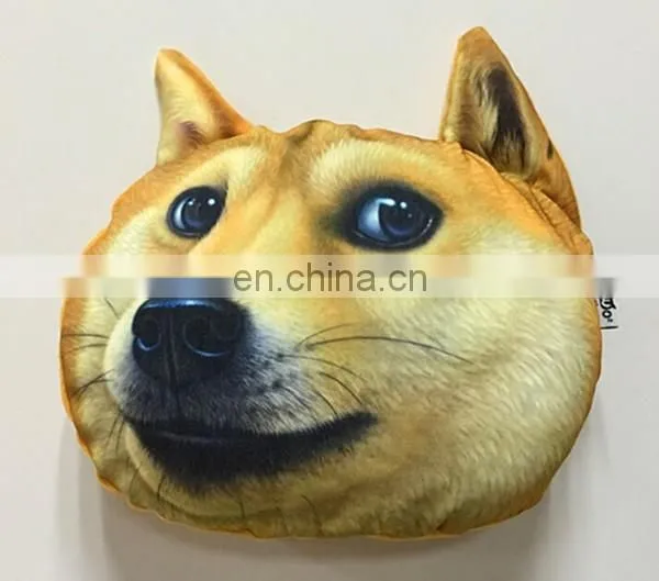 Cheap cartoon 3d printing decorative dog pillow custom cute soft plush animal shaped car seat cushion