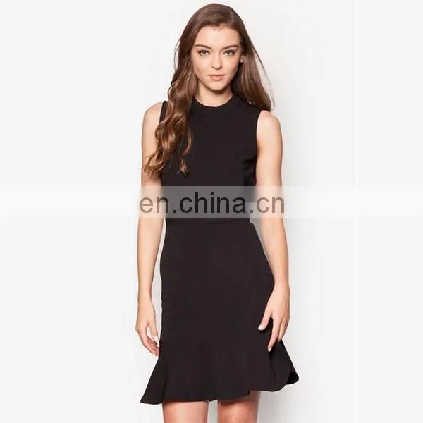 High quality fashion flounced skirt sweet summer sleeveless black women dresses