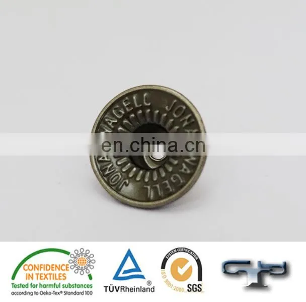 Engraved private logo popular style metal open hole jeans button