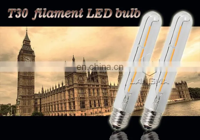 Langma High Power Warm White T-Shape Bulb Light Antique Vintage Edison led globe t30 filament Lamps clear/frosted/milky glass