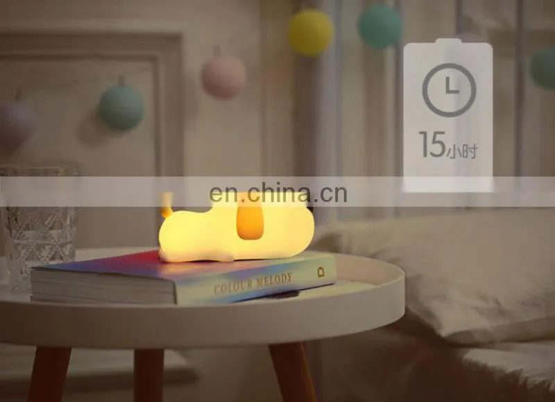 sensor touch muti-colors changing rechargeable Kids'Silicone puppy beside night light lamp