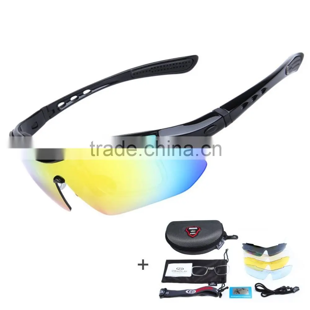 Polarized Sports Sunglasses with 5 Interchangeable Lenses for Men Women Cycling Running Glasses