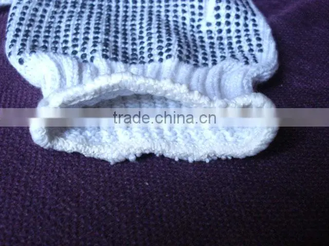 Slid resistant Cotton knitted PVC dotted work gloves with PVC dot LG014