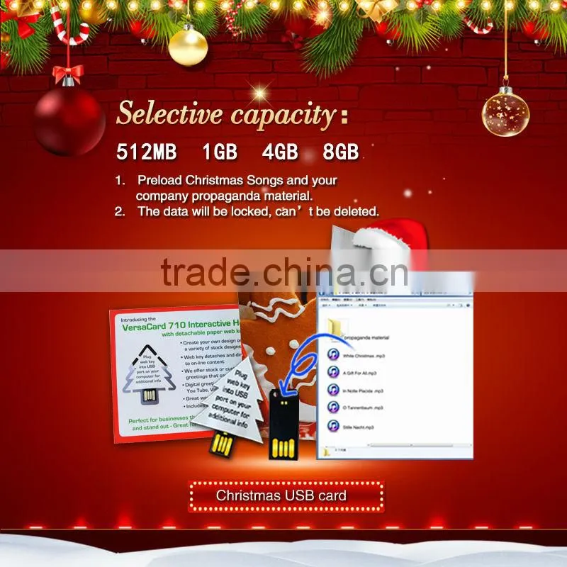 2014 New China products for sale Best Christmas gift paper greeting webkey card