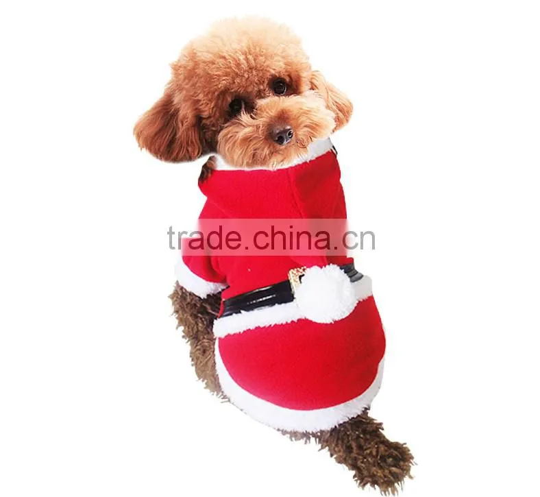 Red christmas clothes with hat for pet dog wear dog clothes