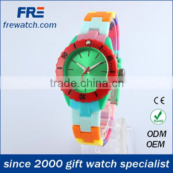 hot selling eco-friendly plastic watch with japan movement fashion plastic mixed color watch