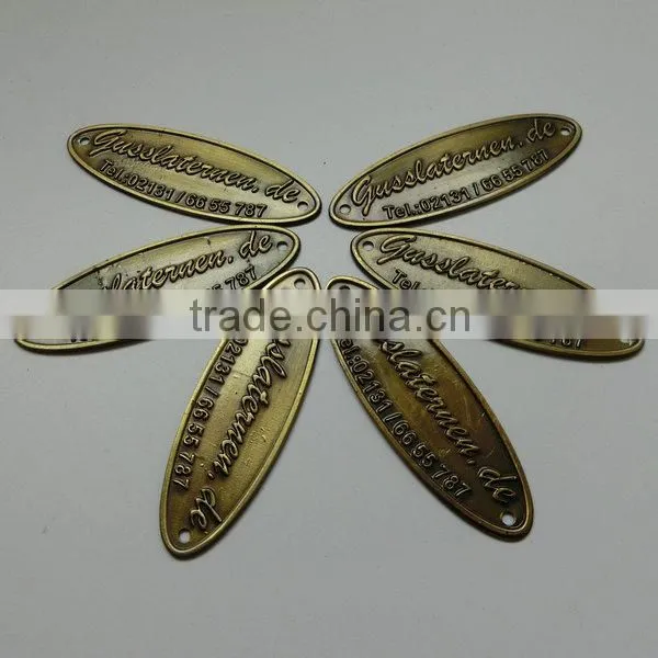 Custom fashion decorative metal nameplates antique metal nameplates 3d nameplate
