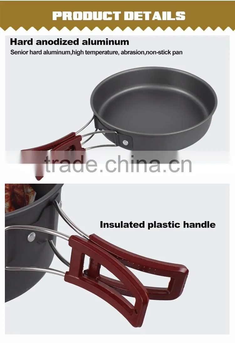 10pcs Lightweight Outdoor Camping Hiking Cookware Backpacking Cooking Picnic Bowl Pot Pan Set