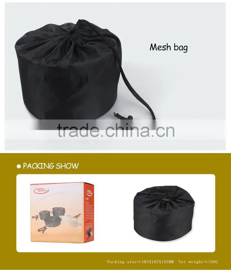 17pcs Lightweight Outdoor Camping Hiking Cookware Backpacking Cooking Picnic Bowl Pot Pan Set