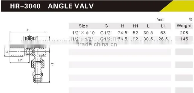 HR3040 brass basin bathroom angle valve