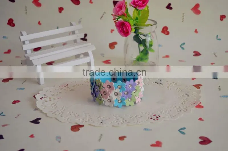 Wholesale Custom Sky Blue Leather Bracelets with Flowers