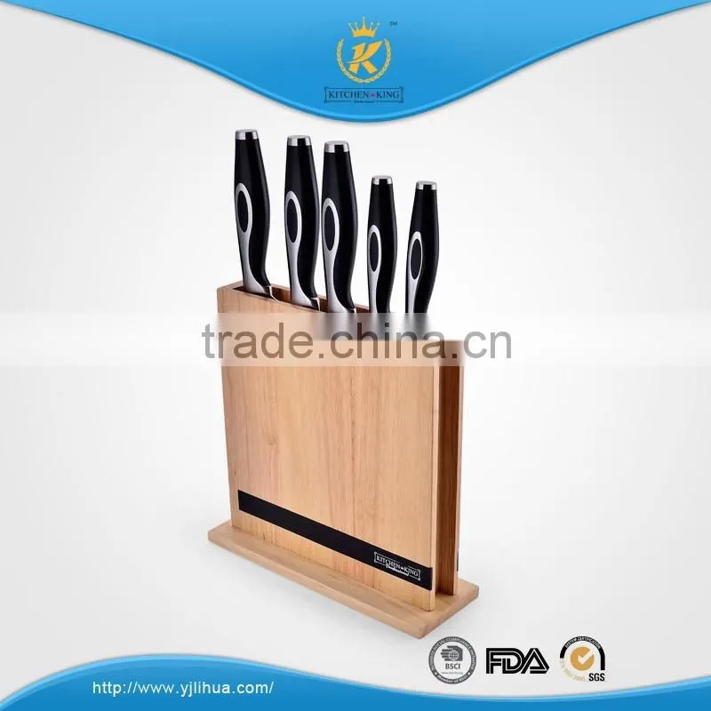 KITCHEN KING high quality stainless steel knife set with forged handle wooden block