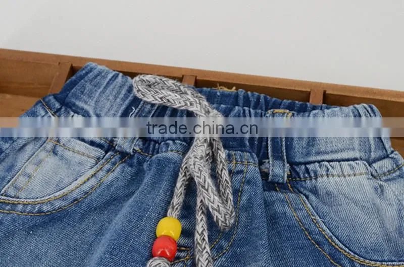 Wholesale Baby Girl Clothes 2016 New Summer Girl Ripped Jeans Lovely Little Girl Cropped Trousers