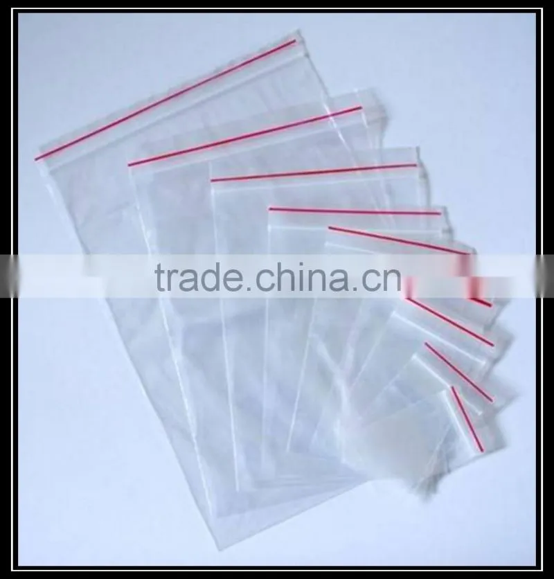 Wholesale custom printed cheap PE transparent zip lock plastic bag with read line