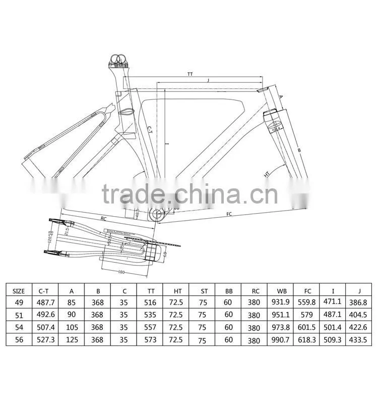 2015 UD matt track frameset 700c Chinese carbon track frame bicycle frame